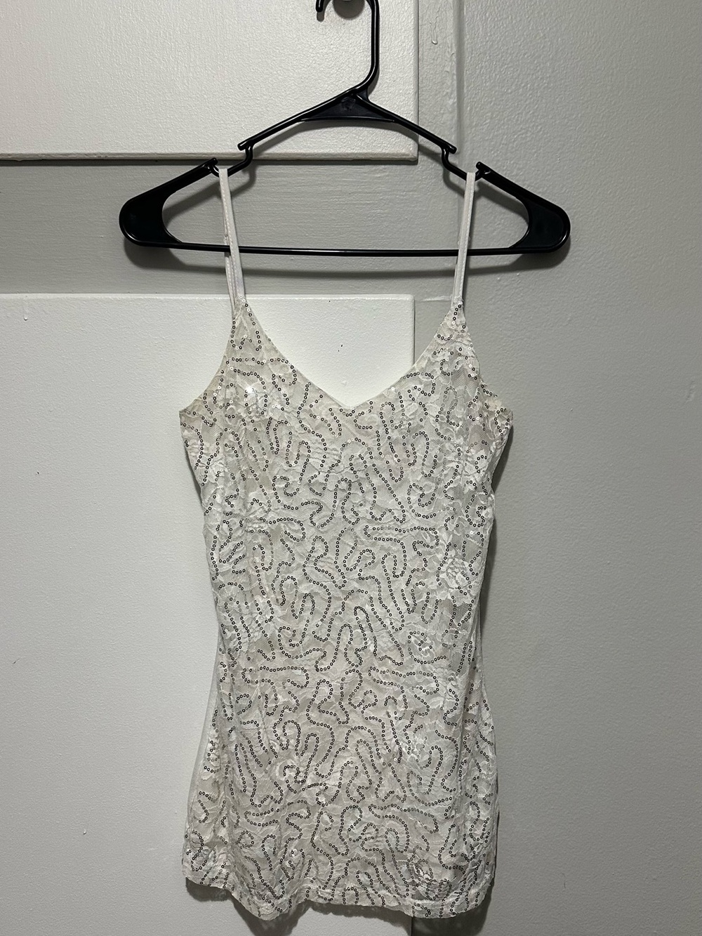 Vanity White Sequin Spaghetti Strap Camisole